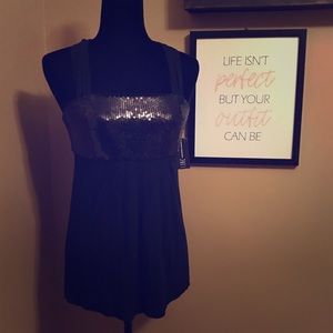 INC International Concepts NWT sequin blk top (s)